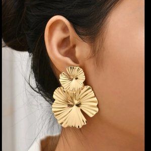 Gold Flower Statement Earrings